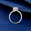 Flat Round Rhodium Plated 925 Sterling Silver Micro Pave Cubic Zirconia Finger Rings for Women WG84544-12-3