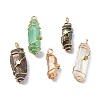 Electroplated Natural Quartz Crystal Pendants PALLOY-JF02087-02-1
