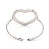 Non-Tarnish 304 Stainless Steel Open Heart Cuff Ring for Women RJEW-C025-23P-2