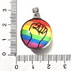 Flat Round 201 Stainless Steel Acrylic Pendants STAS-U036-01P-06-3