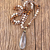 Bohemian Style Teardrop Glass Pendant Natural Picture Jasper & White Jade Round Beaded Long Necklaces for Women FS-WG767EC-04-1