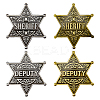 4Pcs 4 Styles Vintage SHERIFF DEPUTY Alloy Star Brooches JEWB-FG0001-80-1