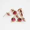 Real 18K Gold Plated Tone Brass Glass Stud Earring Findings LS-X-GLAA-J023-07G-1
