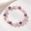 Cherry Quartz Glass & Natural Quartz & Natural Amethyst Stretch Bracelets for Women BJEW-JB13190-1