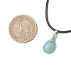 4Pcs 4 Styles Natural Labradorite & Amazonite & Rose Quartz & Amethyst Teardrop Pendant Necklaces NJEW-JN05229-3