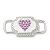 Rack Plating Brass Micro Pave Clear & Orchid Cubic Zirconia Heart Mask Connector Charms KK-L224-065P-1