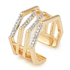 Hexagon Brass Micro Pave Clear Cubic Zirconia Multi-layer Open Cuff Ring for Women RJEW-Q819-17G-1