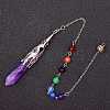 Natural Amethyst & Mixed Gemstone Bullet Pointed Dowsing Pendulums CHAK-PW0001-051L-1