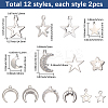24Pcs 12 Styles Stainless Steel Pendants DIY-SC0029-61-2
