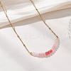 Dyed Natural Malaysia Jade Faceted Rondelle Beaded 304 Stainless Steel Satellite Chain Necklaces for Women NJEW-JN05783-01-1