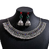 Teardrop Ethnic Style Alloy Glass Rhinestone Bib Necklaces & Dangle Earrings Sets FS-WG130A9-01-1