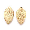 304 Stainless Steel Leaf Pendants STAS-T069-40G-1