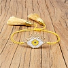 Glass Seed Braided Bead Bracelet with Double Tassel BJEW-A121-18D-3