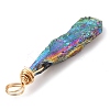 Electroplated Raw Rough Natural Quartz Crystal Copper Wire Wrapped Pendants PALLOY-JF02411-01-4