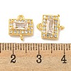 Brass Pave Clear Cubic Zirconia Connector Charms KK-P275-44G-3