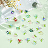 60Pcs 10 Color Glass Flower Pendants PALLOY-AB00190-3