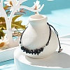 Natural Obsidian Chips Braided Bead Bracelet X-BJEW-JB08019-08-2