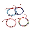 Flat Round with Evil Eye Beaded Bracelet BJEW-JB07102-02-1