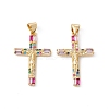 Rack Plating Brass Micro Pave Cubic Zirconia Pendants ZIRC-C040-46G-01-2