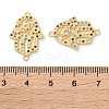 Rack Plating Brass Colorful Cubic Zirconia Religion Hamsa Hand Connector Charm KK-C084-19G-3