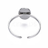 Non-Tarnish 304 Stainless Steel Open Cuff Finger Ring Cabochon Settings LS-STAS-T060-11P-2