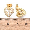 Heart Brass Micro Pave Clear Cubic Zirconia Stud Earrings EJEW-A152-03G-5