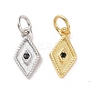 Rack Plating Brass Micro Pave Black Cubic Zirconia Charms ZIRC-C042-13G-3
