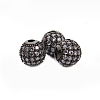 CZ Brass Micro Pave Grade AAA Clear Color Cubic Zirconia Round Beads KK-O065-6mm-05B-NR-2