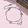 304 Stainless Steel Shell Pearl Pendant Multi-strand Bracelets BJEW-U028-01P-1