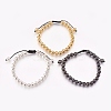 Electroplated Natural Lava Rock Braided Bead Bracelets BJEW-O162-H-1