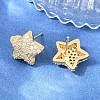 Brass Micro Pave Clear Cubic Zirconia Stud Earrings EJEW-G471-31G-01-3