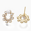 Brass Micro Pave Clear Cubic Zirconia Stud Earrings KK-R132-073-NF-2