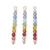 Natural Agate & Carnelian & Green Aventurinee & Aquamarine & Amethyst Faceted Round Beaded Chakra Pendants PALLOY-JF03450-1