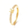 Clear Cubic Zirconia Initial Letter Adjustable Ring RJEW-C052-01G-N-1