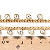 304 Stainless Steel Rhinestone Flat Round Tassel Twisted Chain Necklaces for Women NJEW-V010-01G-03-2