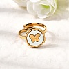 304 Stainless Steel Finger Rings with Shell for Women RJEW-A075-01G-2