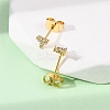 Brass Micro Pave Clear Cubic Zirconia Clover Stud Earrings EJEW-S280-03G-3