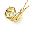 Brass Micro Pave Clear Cubic Zirconia Satellite Chain Locket Pendant Necklaces for Women LS-NJEW-M009-03G-B-2