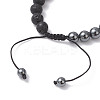 Non-Magnetic Synthetic Hematite & Natural Lava Rock Beads Braided Bead Bracelets BJEW-JB12611-01-4