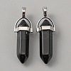 Synthetic Black Stone Double Terminal Pointed Pendants G-WH0016-37E-1