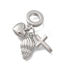Brass Micro Pave Clear Cubic Zirconia European Dangle Charms KK-D431-033D-P-1