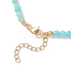 3Pcs 3 Styles Ocean Brass Turtle Pendant Faceted Round  Natural Aquamarine & Amazonite & Dyed Agate Beaded Necklaces NJEW-JN05736-6