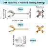 SUNNYCLUE 100Pcs 2 Colors 304 Stainless Steel Stud Earring Findings STAS-SC0006-50-2