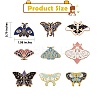 9Pcs 9 Style Butterfly Alloy Enamel Brooches JEWB-SZ0001-12-1