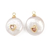 Brass Micro Pave Cubic Zirconia with Natural Pearl Pendants KK-Z146-07A-01-1