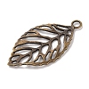 Tibetan Style Alloy Filigree Leaf Pendants TIBEP-Q040-023AB-NR-2