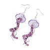 Dyed Natural Malaysia Jade Jellyfish Dangle Earrings for Women EJEW-JE07484-03-4