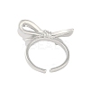 Bowknot Brass Open Cuff Ring for Women RJEW-M176-01A-P-3