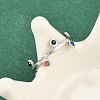 304 Stainless Steel Rhinetsone Open Cuff Rings for Women RJEW-K301-07P-01-2