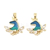 Brass Enamel Micro Pave Cubic Zirconia Pendants KK-M325-04G-1